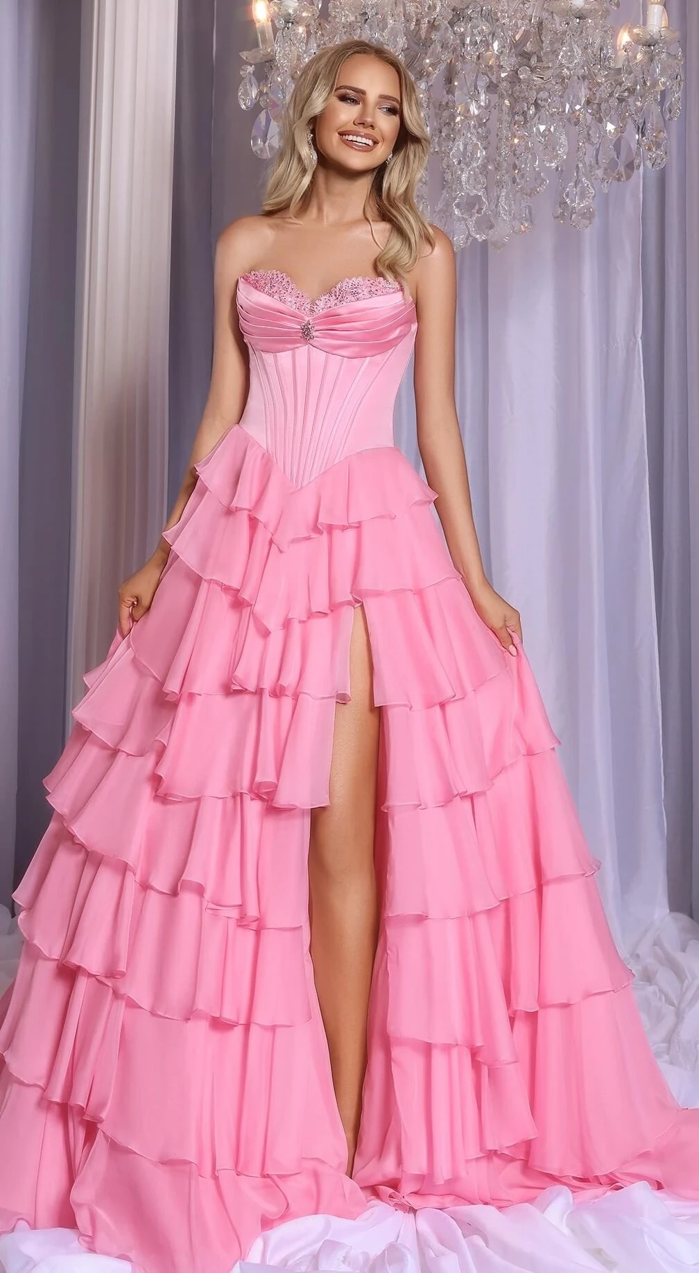 Photo of the model wearing a prom gown